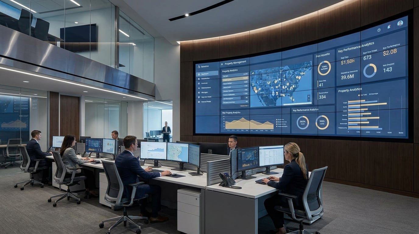 Operations team monitoring portfolio compliance dashboards